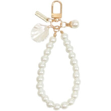 Pearl Beaded Phone Lanyard with White Wrist Strap, Universal AntiLoss Charm for Women