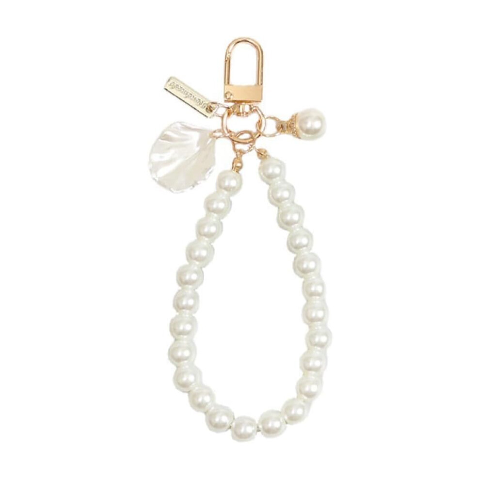 Pearl Beaded Phone Lanyard With Wrist Strap, Universal Antiloss Charm For Women White 9455672911054