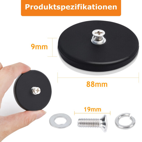 Swihorab Neodymium Rubber Coated Mounting Magnets, 100LBS Pull Force, M4 Threaded Studs, 2Pack 1