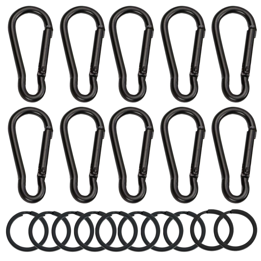 10Pcs Carabiner Hooks With 10 Key Rings Heavy-Duty Carabiner Clips, Aluminium Alloy Snap Clip Connector Snap Hooks For Camping, Fishing, Hiking 55897655