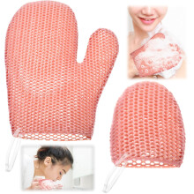 2 Pcs Honeycomb Exfoliating Bath Mitt Set with Quick Drying Design for Gentle Body and Face Scrub, Pink