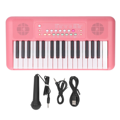 32-Key Electronic Keyboard with Microphone, Vibrato & Echo, Strawberry Red 2