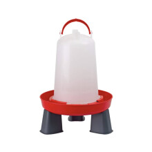 S M Pet Supplies 1.5L Red & White Poultry Drinker with Removable Legs, with Carrying Handle Made From UV Resistant Plastics For Long Term Use