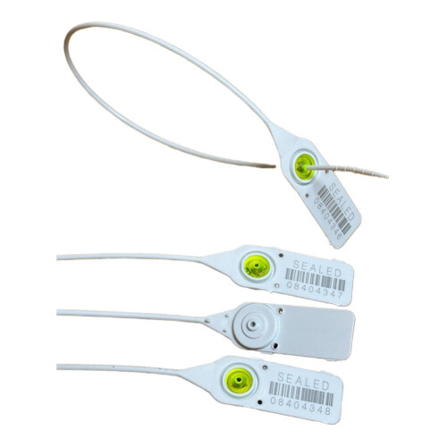 White Barcode 380mm Plastic Tamper Seals. Tracktor Truck Numbered Tags Pull Ties Anti-Tamper (100) 1