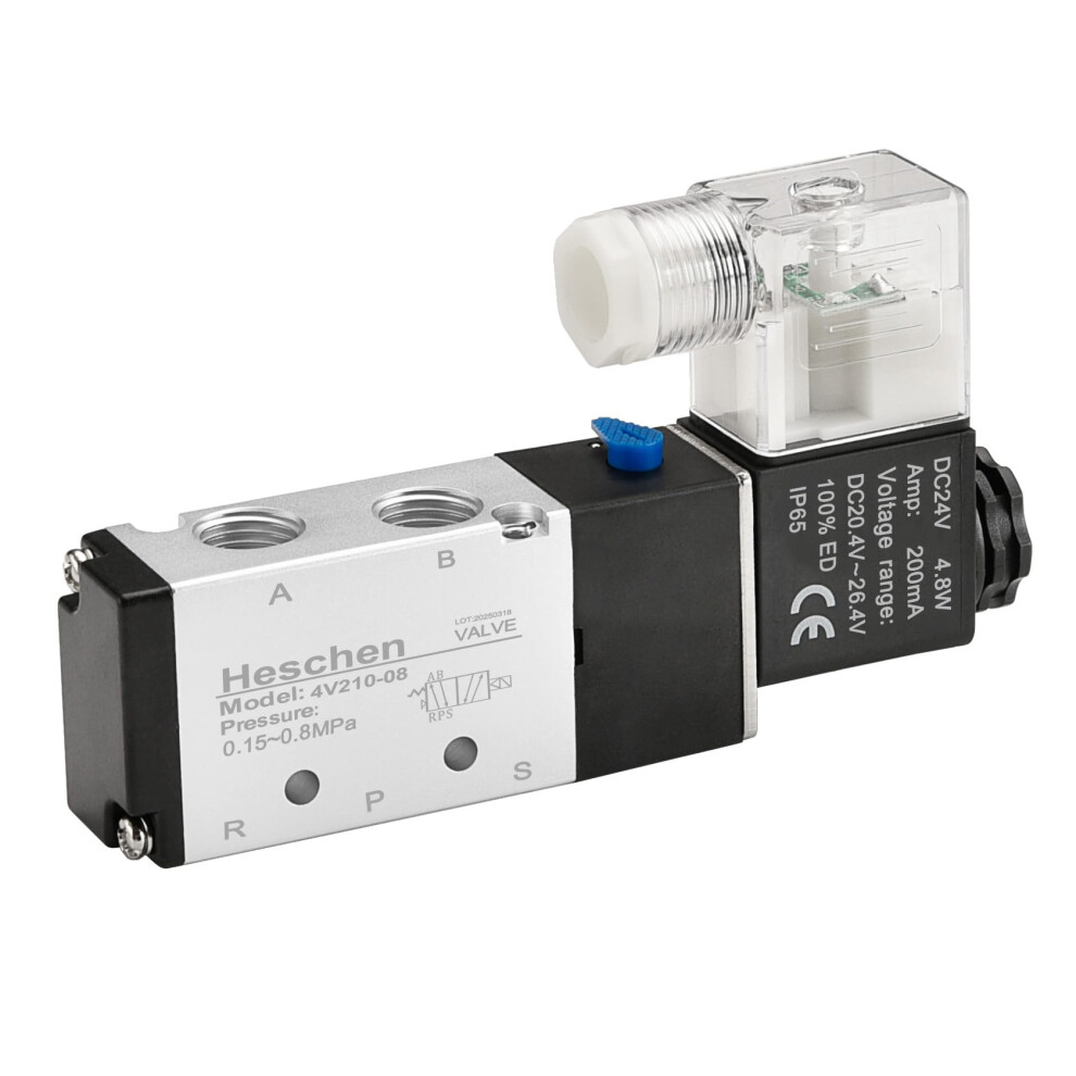 Heschen Electrical Pneumatic Solenoid Valve 4V210-08 24Vdc 4.8W Pt1/4 5 Way 2 Position Ce 69669460