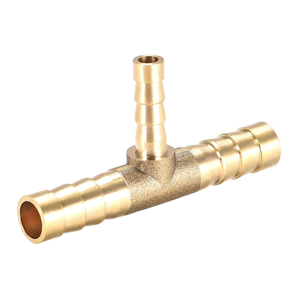 Sourcing Map Tee Brass Barb Fitting Reducer 3 Way, Fit Hose Id 8Mm X 5Mm X 8Mm 71131948