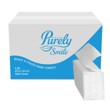 Blake & White Z Fold 2 Ply White Paper Towels PS1001 - Purely Smile Disposable Hand Towels for Dispenser - Ideal for Kitchens, Restrooms, Offices, an