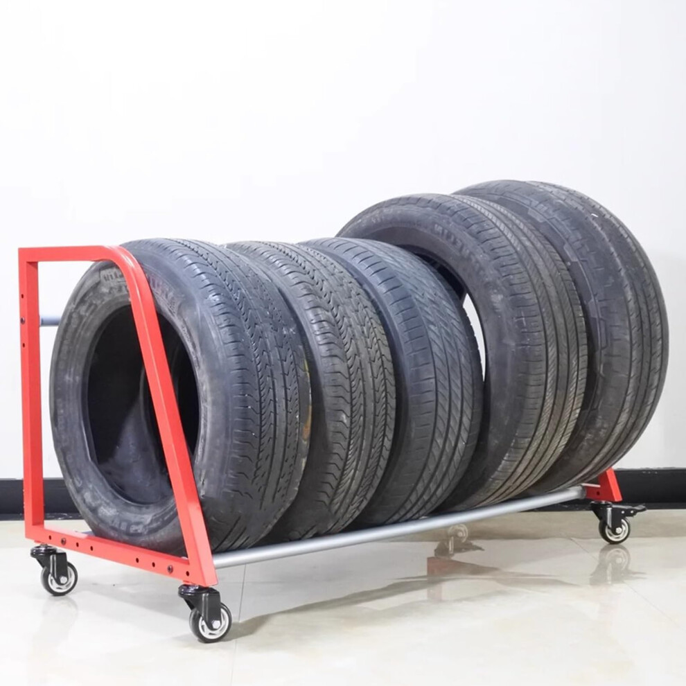 Heavy Duty Steel Tire Rack With Lockable Casters, 127Cm Garage And Workshop Mobile Storage Stand For Car Wheels 9113335737808