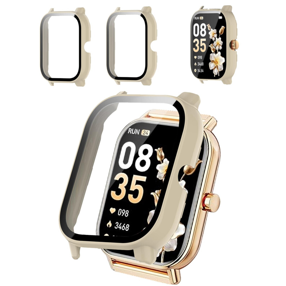 2Pack Smartwatch Protective Case With Screen Protector For Haulvean 1.85', 360 Shockproof Full Coverage, White 9455672912648