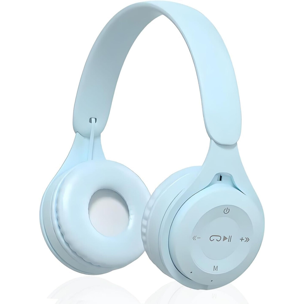 Wireless Tooth Noise Cancelling Over Ear Headphones With Mic Foldable Lightweight Deep Bass Blue 9455672912778