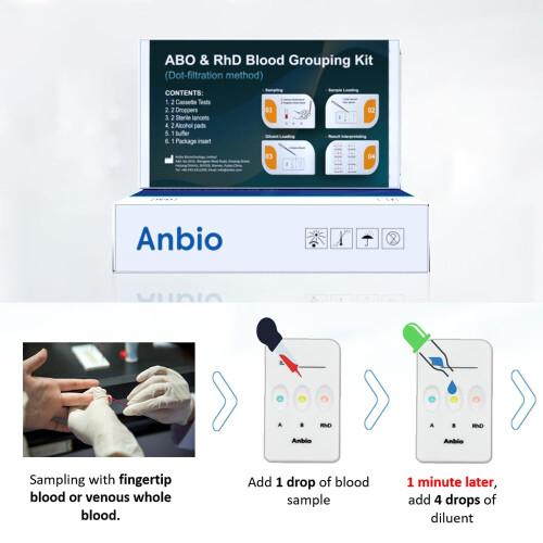 Anbio 2 x Blood Type Test Kit - Group A, B, RHD Testing - Rapid Home Tests 1