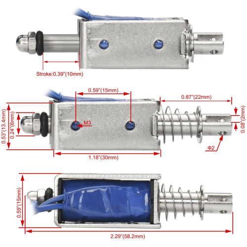 Heschen DC Solenoid Electromagnet, Push Pull Type, HS-0530B, DC12V 1.7A, 10mm Stroke, Initial Force 0.5N, Max Keep Force 5N, Open Frame, Linear Motio 1