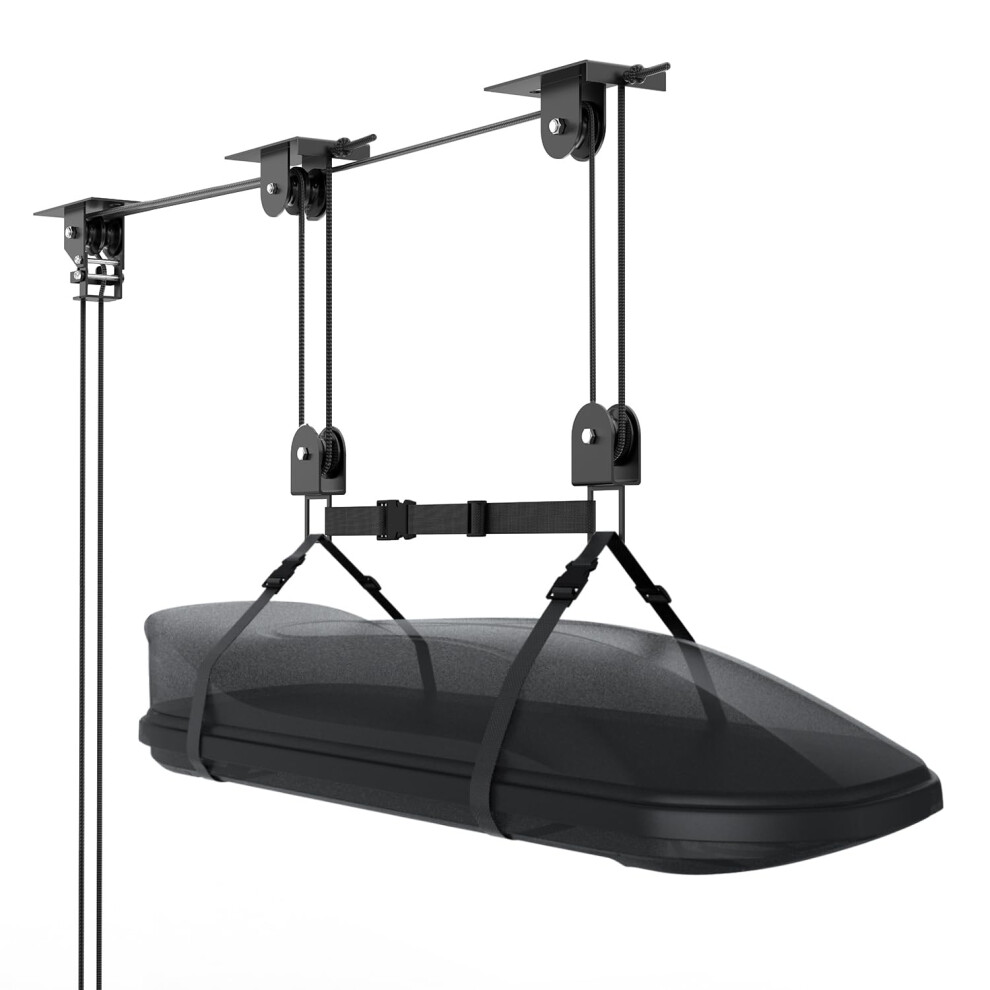 Heavy Duty Garage Pulley Storage System, 150 Lbs Ceiling Hoist Lift For Kayak And Roof Box, Safety Lock Design 9113335737860