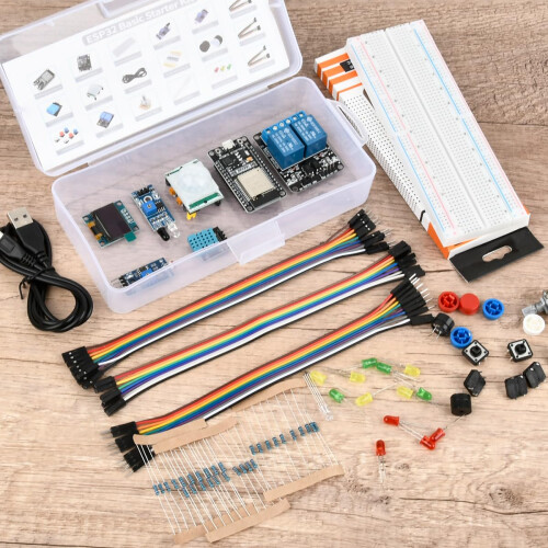 DODUOS Basic Starter Kit for ESP32 ESP-32S WiFi I OT Development Board with Arduino IDE, ESP32 Kit Bread Board Electronic Kit, Breadboard Kit for Beg 1