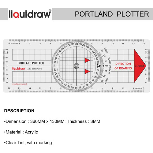Liquidraw Portland Course Plotter and 8in Single Handed Straight Divider 1