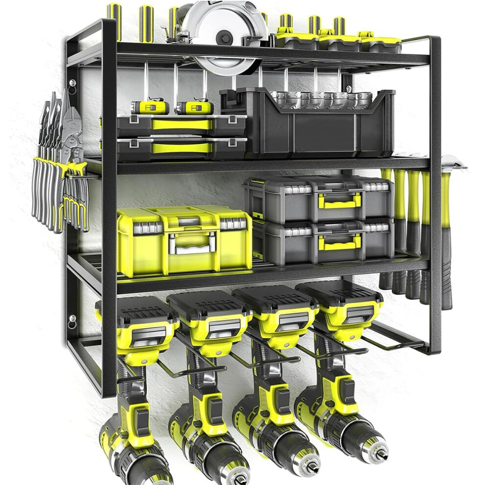 4 Tier Wall Mounted Power Tool Organizer Shelf, Heavy Duty Tool Storage Rack For Garage And Workshop 9070919979422