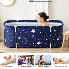 (Blue M) Portable Bathtub Foldable Free Standing Soaking Bath Tub Adult SPA Bathtub for Student Home Camping