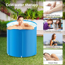 (Dark Blue) Portable Bathtub Foldable Free Standing Soaking Bath Tub Adult SPA Bathtub for Student Home Camping
