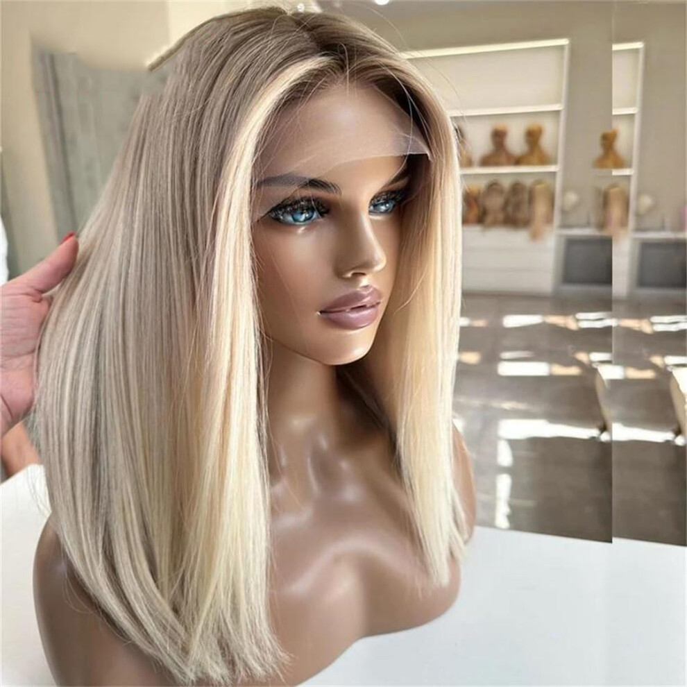 Unisex Glueless Human Hair Lace Front Bob Wig Hd 13X4 Frontal Preplucked Natural Hairline For Women