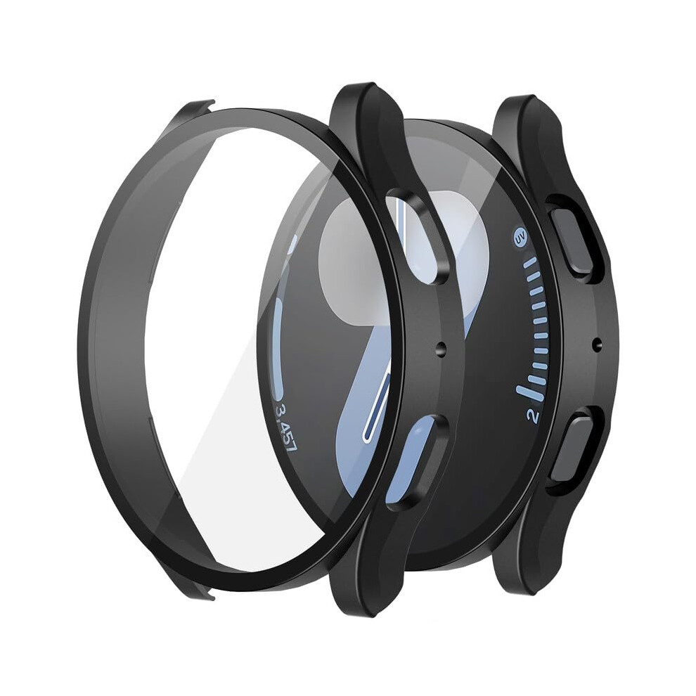 Case With 9H Tempered Glass Screen Protector For Samsung Galaxy Watch 7 44Mm, Scratch Resistant 2Pack Black 9455672913836