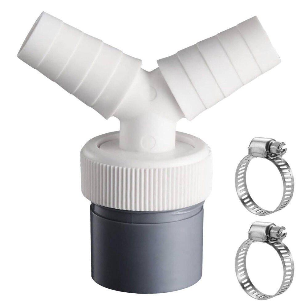 Washing Machine Waste Splitter,Dishwasher Y Connection Adapter With 2 Hose Clamp,Double Connection Y-Shaped Waste Pipe Connector,Y-Piece Splitter Con 74899517