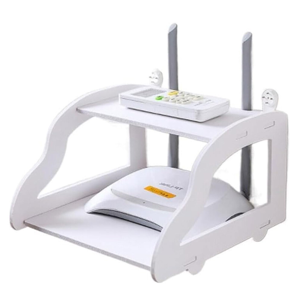 Wifi Router Shelf Wall Mounted Storage Box With Duallayer Rack And Cable Organizer For Home 9044945427271