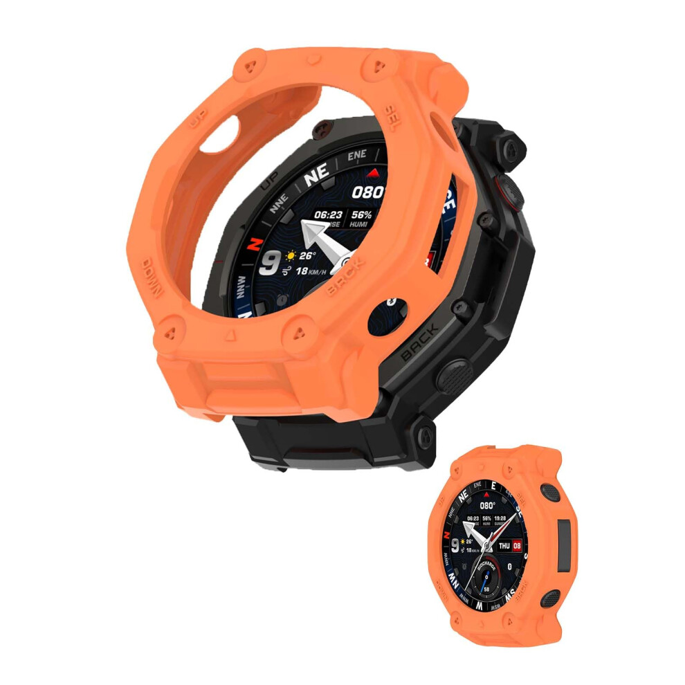 Case For Amazfit Trex 3 Pro 48Mm Tpu Cover With Full Screen Protection And Easy Snap Installation Orange 9070919006814