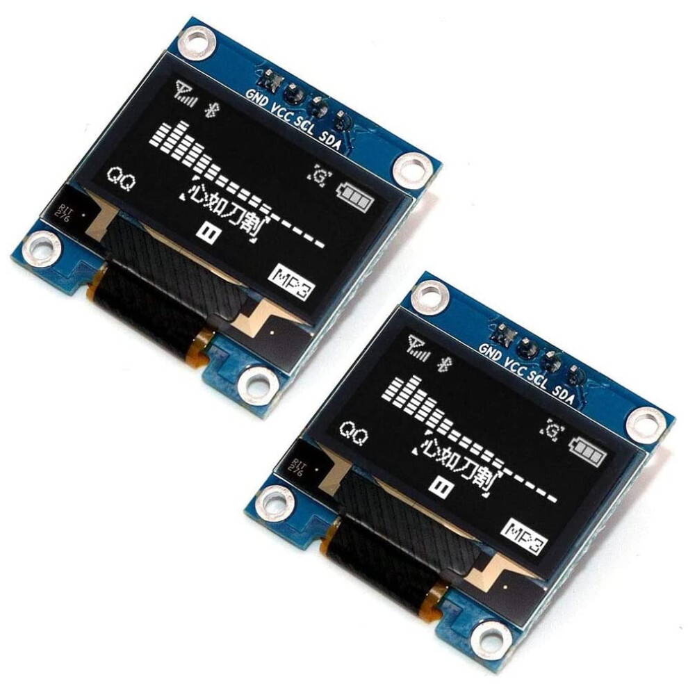 Fasizi 2Pcs 0.96" I2c Iic Spi Serial 128X64 Oled Display Module Board With Pin Headers For Arduino - White Font 86442015