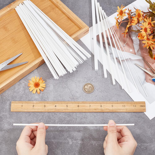 BENECREAT 48Pcs 7 Styles Square ABS Plastic Rod, Square Solid Bar Rods Smooth Plastic Tube Rods for DIY Model Material, Architectural Model Making, D 2