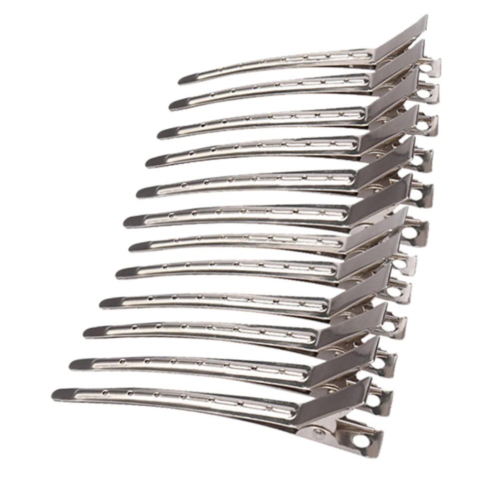 Unisex 12Pcs Stainless Steel Hairdressing Clips No Crease Grip For Professional Salon Styling And Cutting