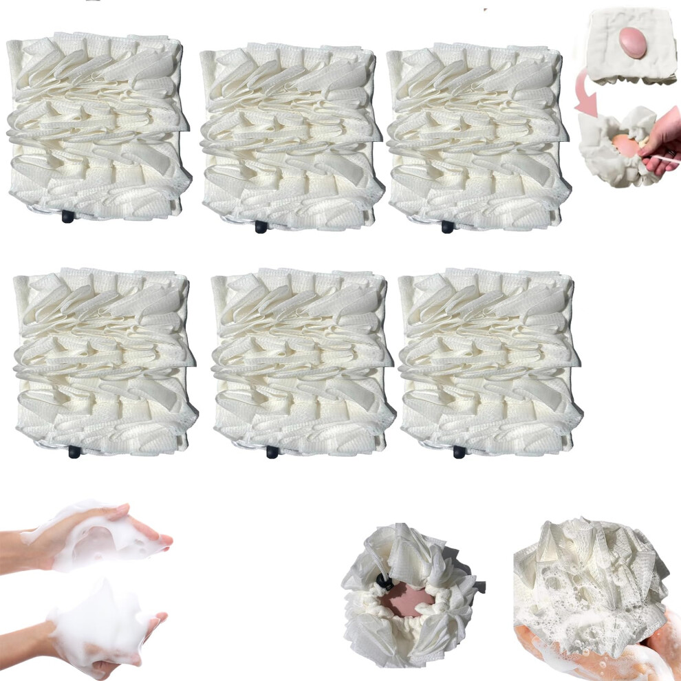 6 PCS Loofah Bath Sponge and Soft Washcloth Set for Gentle Skin Exfoliation and Sensitive Skin