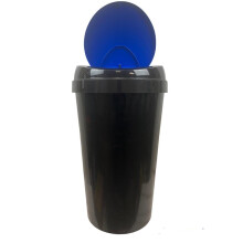 Easy Shopping 45L Large Recycling Bin Black Body with Colour Coded Lid Touch Top Lid for Home Office Business Commercial 45 Litre Waste Dustbin (Blu