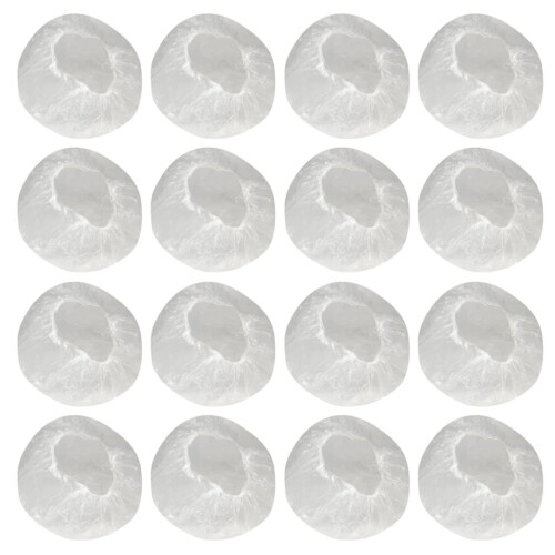 Extra Large Waterproof Disposable Shower Caps 100 Pack Clear Plastic with Secure Elastic Fit