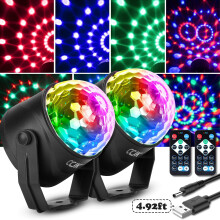 Disco Party Lights 2pcs USB Sound Activated RGB LED with Remote for Birthday Wedding and Home