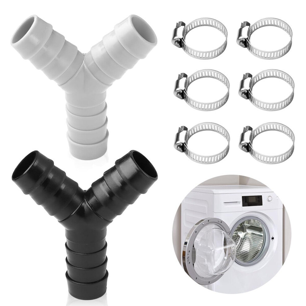 2 Way Y Splitter Pipes, Double Waste Pipe Connector Compatible With 20Mm Diameter Hose Of Washing Machine And Dishwasher Drain Hose Adapters With 6 P 85781320