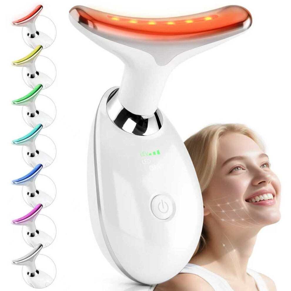 Light Led Face Massager With 7Color Skin Therapy, Multifunctional Facial And Neck Sculpting Tool