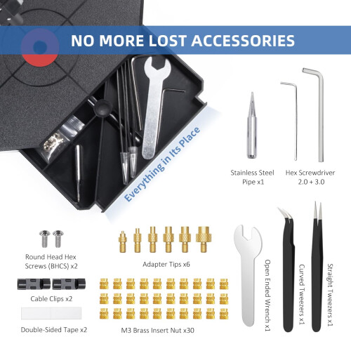 Vertical Heat Set Insert Tool, Mintion Thread Insert Press Machine, Melting Tool Thread Inserts, Melting Aid 90 W Soldering Iron, 30 Pieces Thread In 2