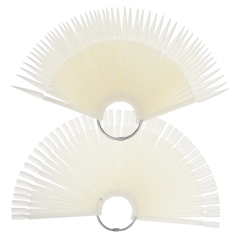 200pcs Fan Shaped Nail Display Sticks with Metal Ring for Accurate Color Swatches and Salon Practice
