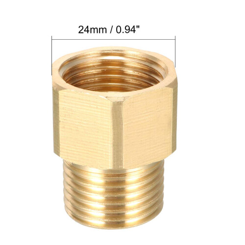 sourcing map Brass Threaded Pipe Fitting 1/2 PT Male x 1/2 PT Female Coupling 2
