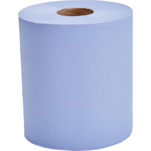 Phoenix Black Wall Mounted Paper Towel Dispenser with a Centrefeed Blue Roll 1