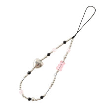 Acrylic Crystal Phone Charm with Cute Beaded Short Wrist Strap and Secure Hanging Loop