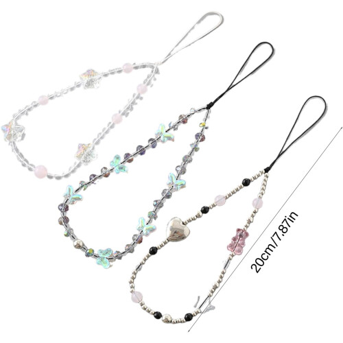Acrylic Crystal Phone Charm with Cute Beaded Short Wrist Strap and Secure Hanging Loop 1