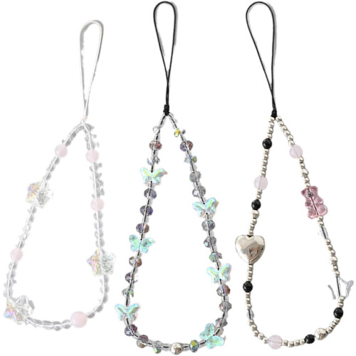 Acrylic Crystal Phone Charm with Cute Beaded Short Wrist Strap and Secure Hanging Loop 2