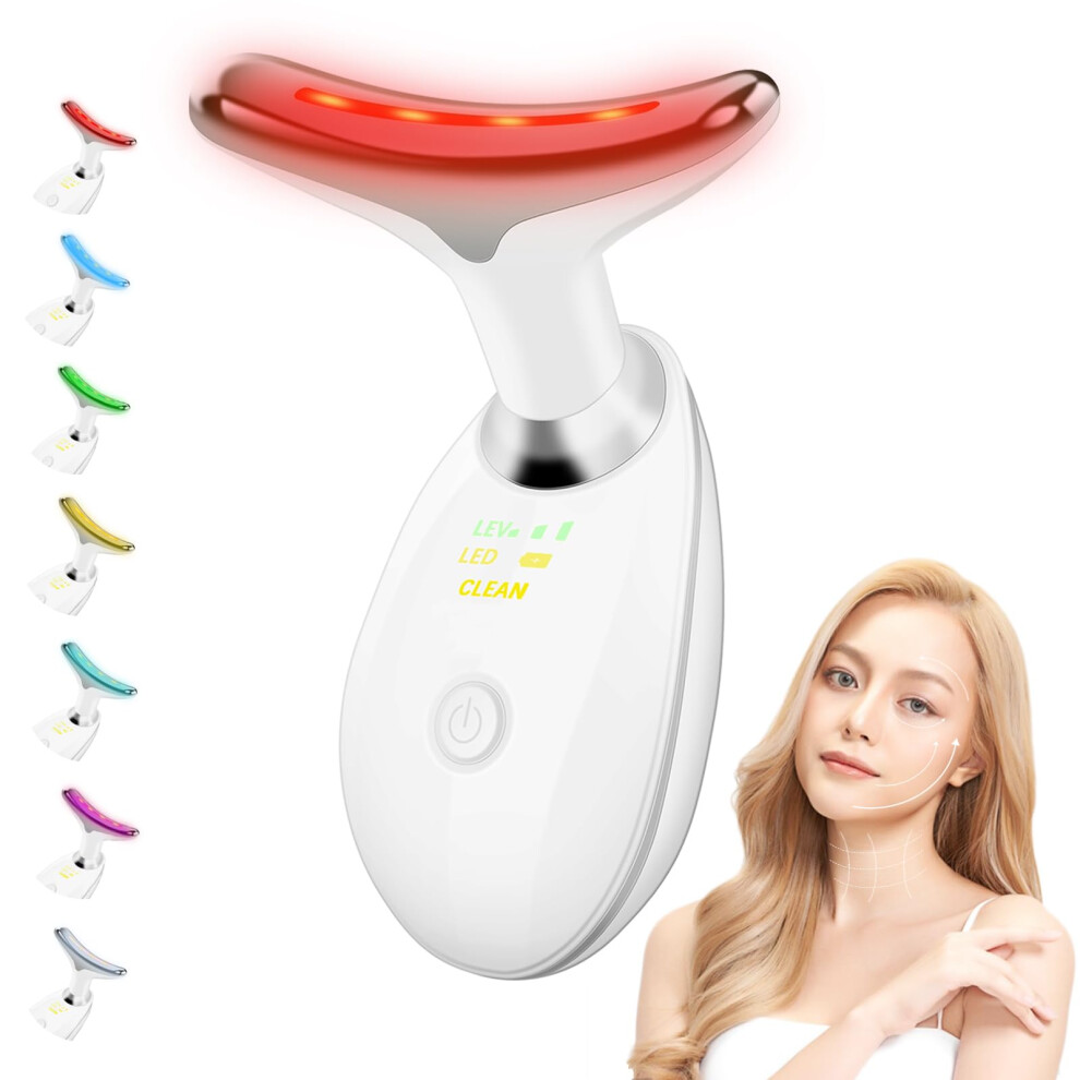 Light Led Facial And Neck Massager With 7 Color Therapy For Skin Care And Antiaging