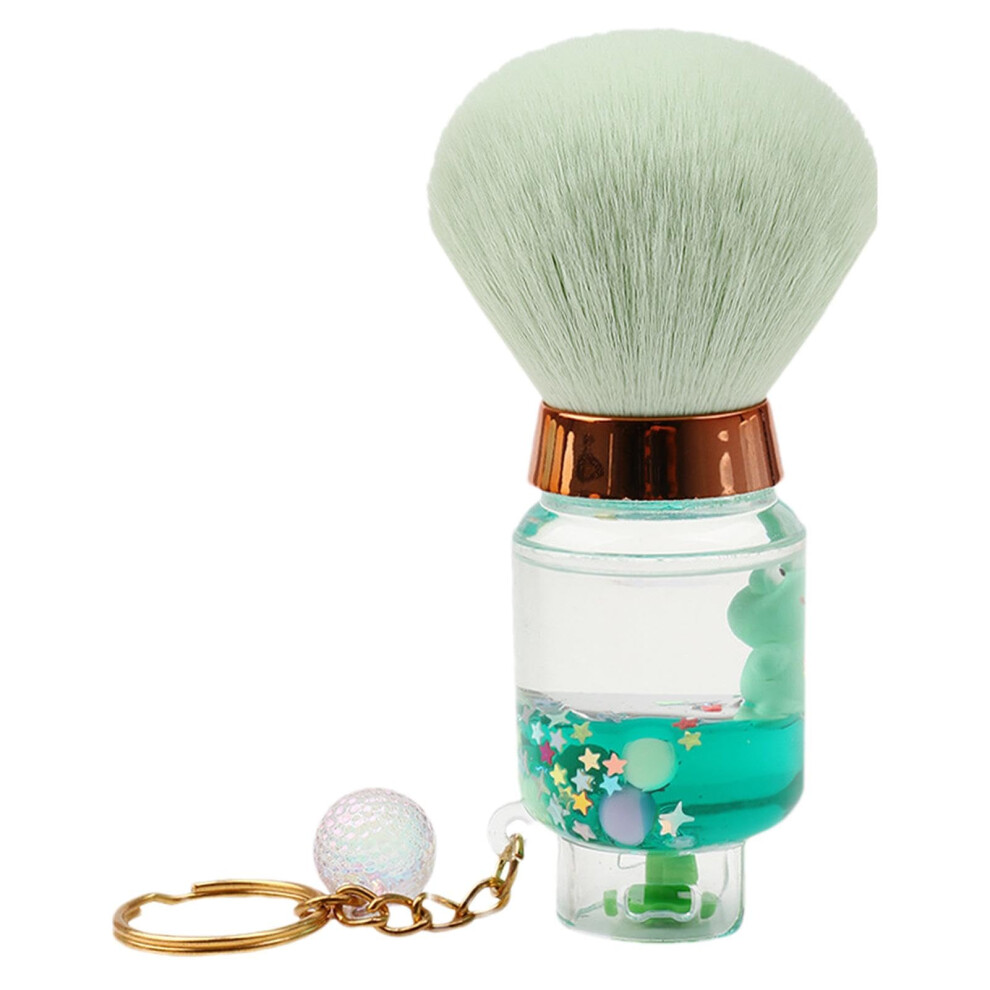 Green Retractable Portable Makeup Brush With Soft Gradient Bristles For Precise Powder And Blush