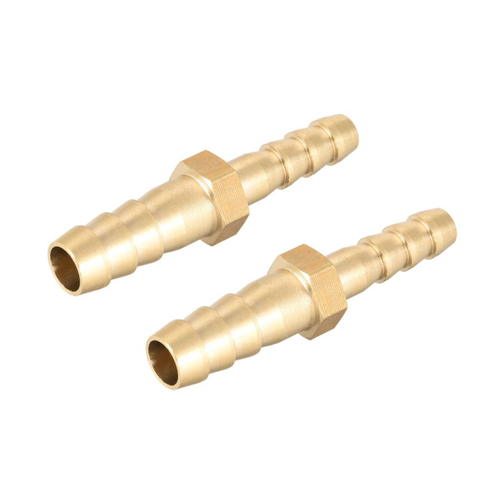 Sourcing Map Straight Brass Barb Fitting Reducer, Fit Hose Id 8Mm To 6Mm 2Pcs 40095523
