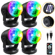 4Pack Disco Ball Party Lights Sound Activated DJ Lights with Remote, Battery Powered USB LED