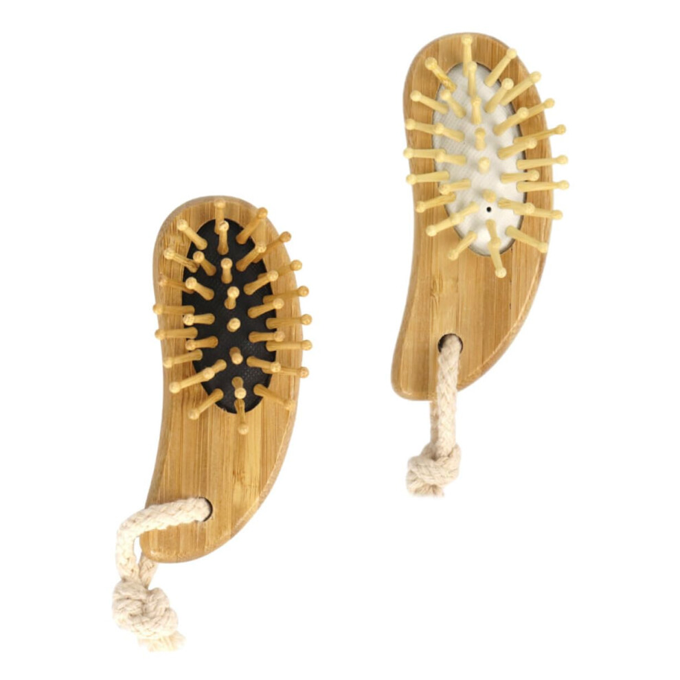 Unisex 2Pcs Wooden Hair Brush And Comb Set For Detangling, Scalp Massage, And Antistatic Hair Care