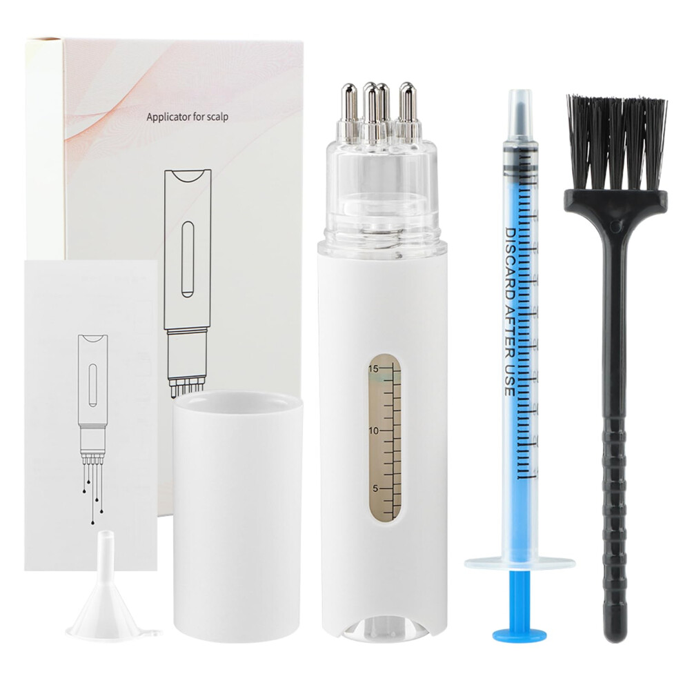 White Scalp Oil Applicator With Dual Action Massage And Precision Dosage Control, 15Ml Comb Bottle