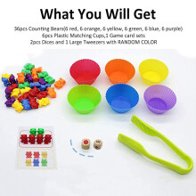 62 pcs Kids Rainbow Counting Bear Toys Set, Educational Cognition & Matching Game